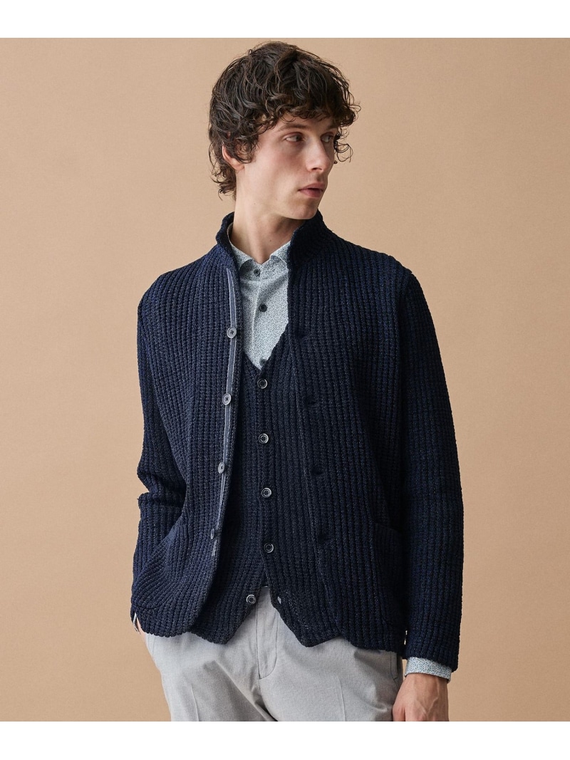 JOSEPH ABBOUD 【キングサイズ・エコ素材和紙使用・日本素材】和紙杢メッシュ ニットジャケット 26SSモデル ジョセフアブード ジャケット・アウター ブルゾン・ジャンパー ネイビー【送料無料】 26,455円