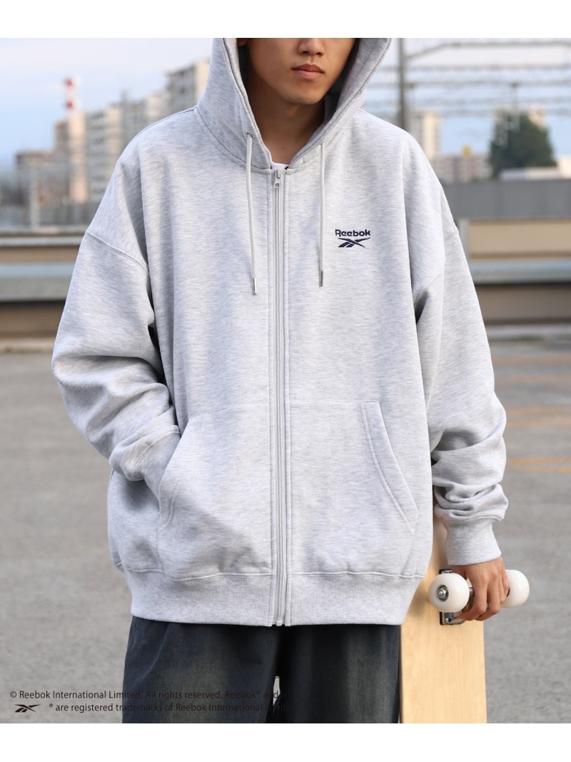 Reebok 【rm-4152】REEBOK 左胸刺しゅう ジップアップパーカー ジップファイブ/ニルウェイ トップス パーカー・フーディー 米国海軍 黒いこと【貨物輸送無料】