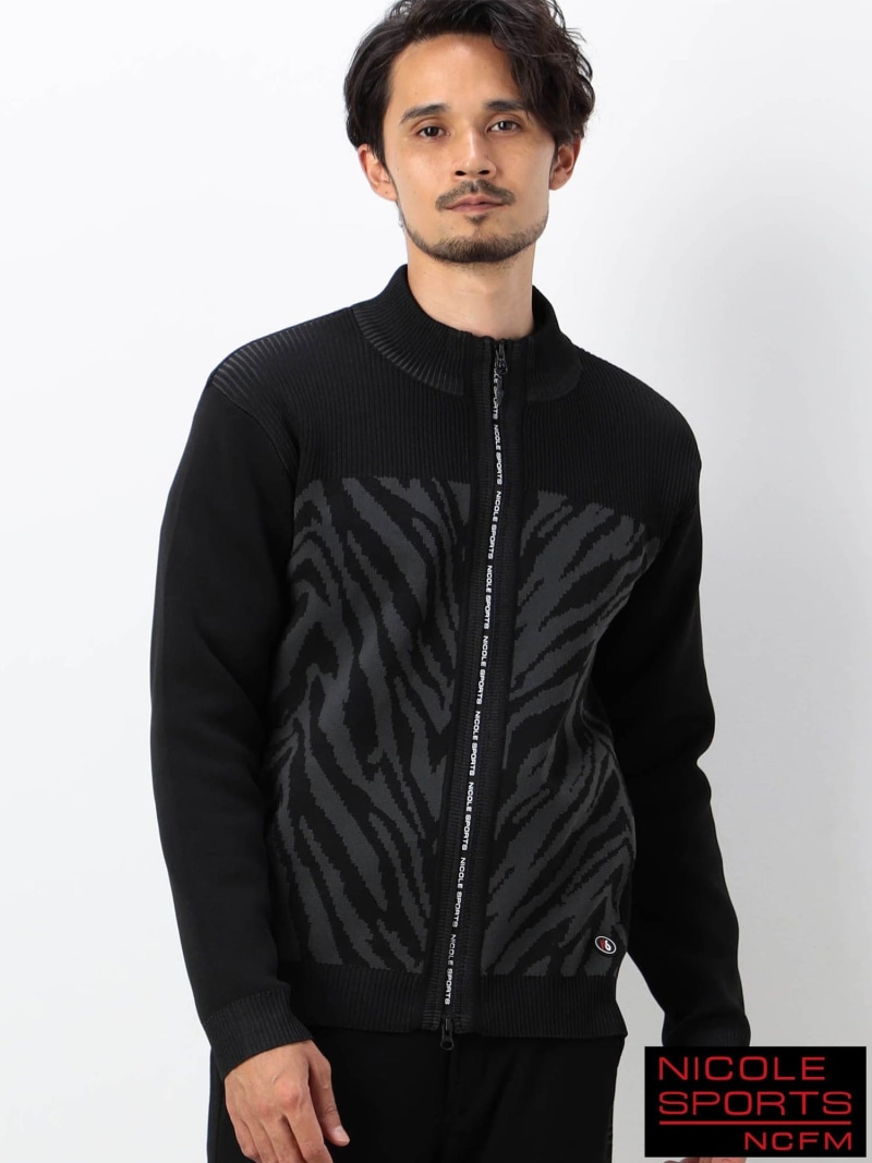 NICOLE CLUB FOR MEN 【NICOLE SPORTS】アラカルト ニットブルゾン ニコル トップス ニット ホワイト ネイビー ブラック【送料無料】｜ Fashion Men