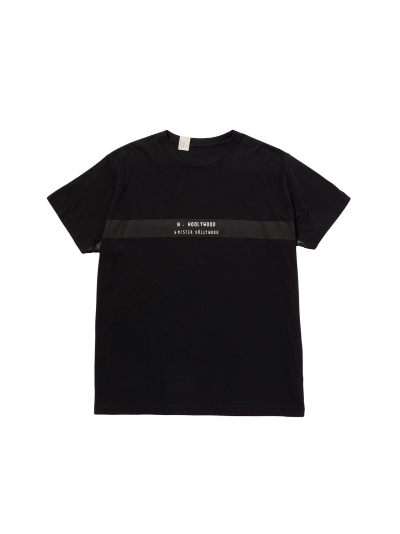 N.HOOLYWOOD SOUVENIR CREW NECK T-SHIRT エヌ．ハリウッド トップス カットソー・Tシャツ グレー ホワイト ブラック【送料無料】
