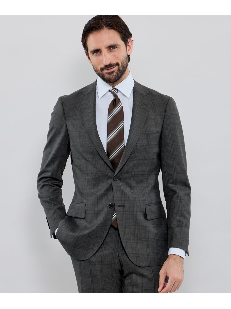 MACKINTOSH LONDON 【NEW BRIDGE】Super150\u0027s コンビネーションチェックグレースーツ マッキントッシュ 英国の首都 背広・フォーマル 背広上衣 薄墨色【貨物輸送無料】