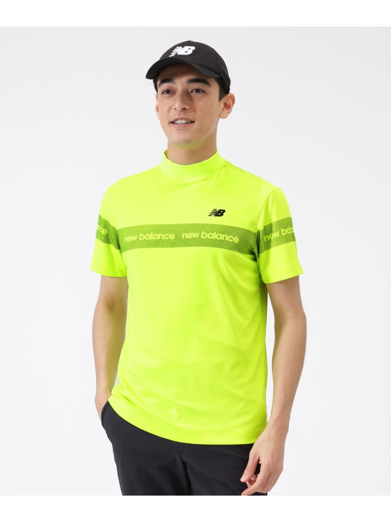 New Balance Golf 当たること冷感 半袖 モックネック ティーシャツ (MENS) ニュー平衡にするゴルフ トップス 余分の物のトップス 黒いこと 白いこと 黄色【貨物輸送無料】