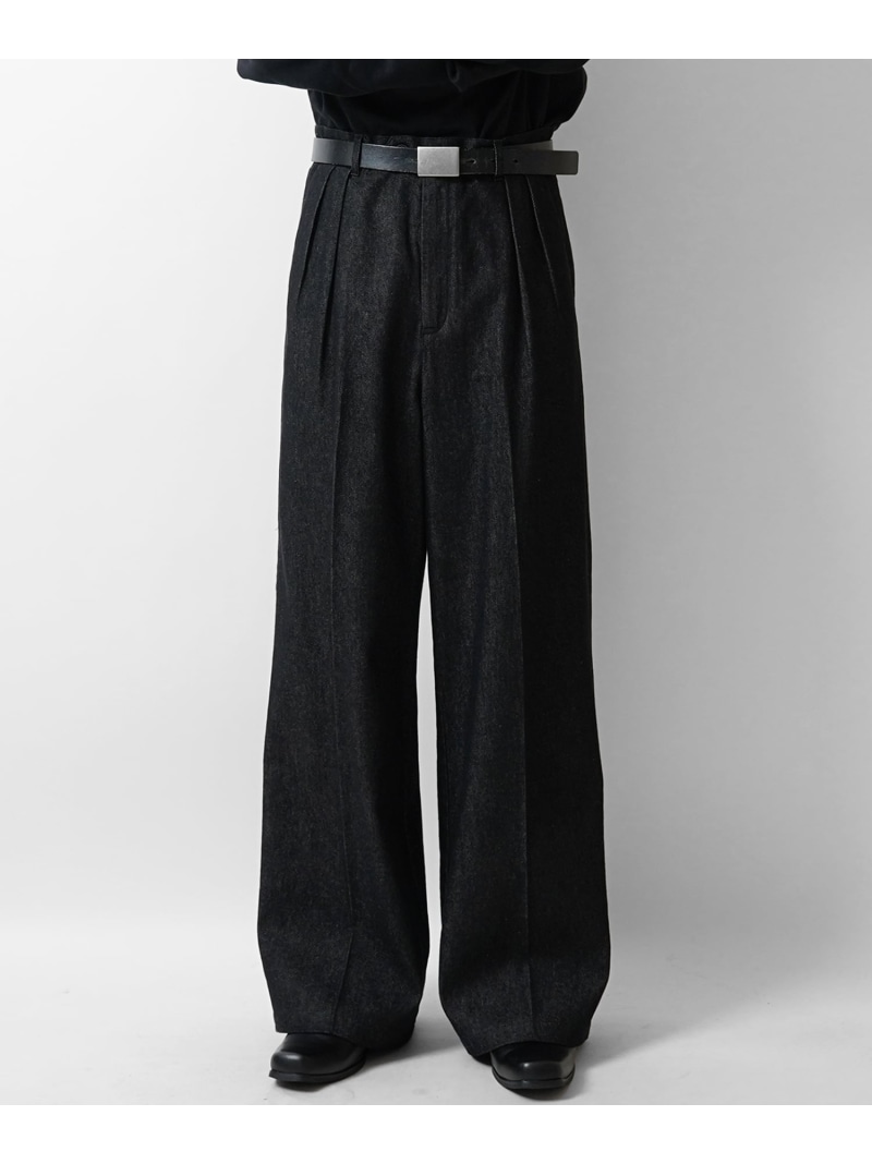 Confirm (M)デニムワイドストレートスラックスPT コンファーム パンツ ジーンズ・デニムパンツ グレー ブルー ネイビー ブラック【送料無料】
