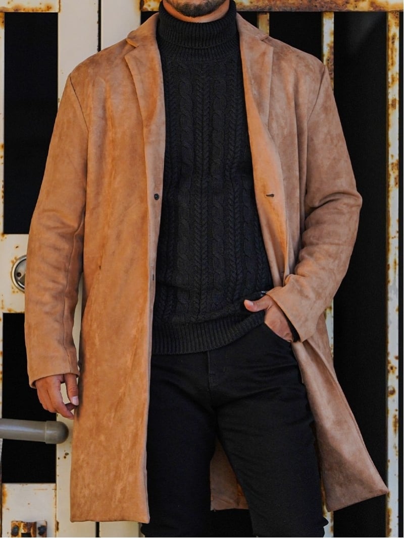 Retro Engine Retro Engine/(M)RTEG Suede Chester Coat アダムスジャグラー ジャケット・アウター チェスターコート 黒いこと ベージュ【貨物輸送無料】