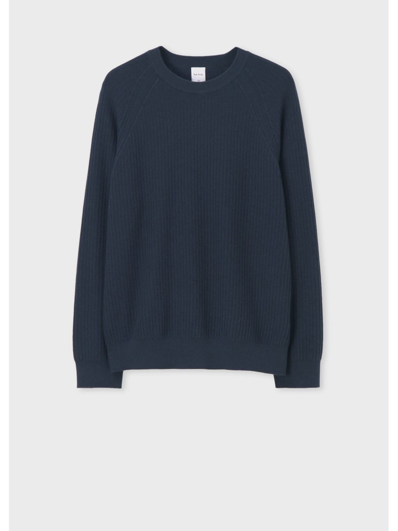 Paul Smith コットンウール クルーネック リブニット ポール・スミス トップス ニット ネイビー ベージュ【送料無料】| Fashion Men