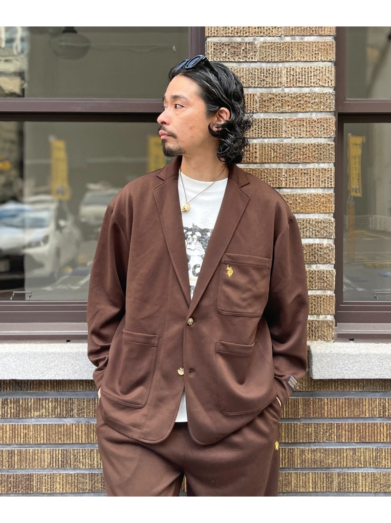 【SALE／10%OFF】CPCM 【U.S. POLO ASSN.】【SETUP可】ポンチテーラードジャケット シーピーシーエム ジャケット・アウター テーラードジャケット・ブレザー 赤銅色 黒いこと【RBA_E】【貨物輸送無料】