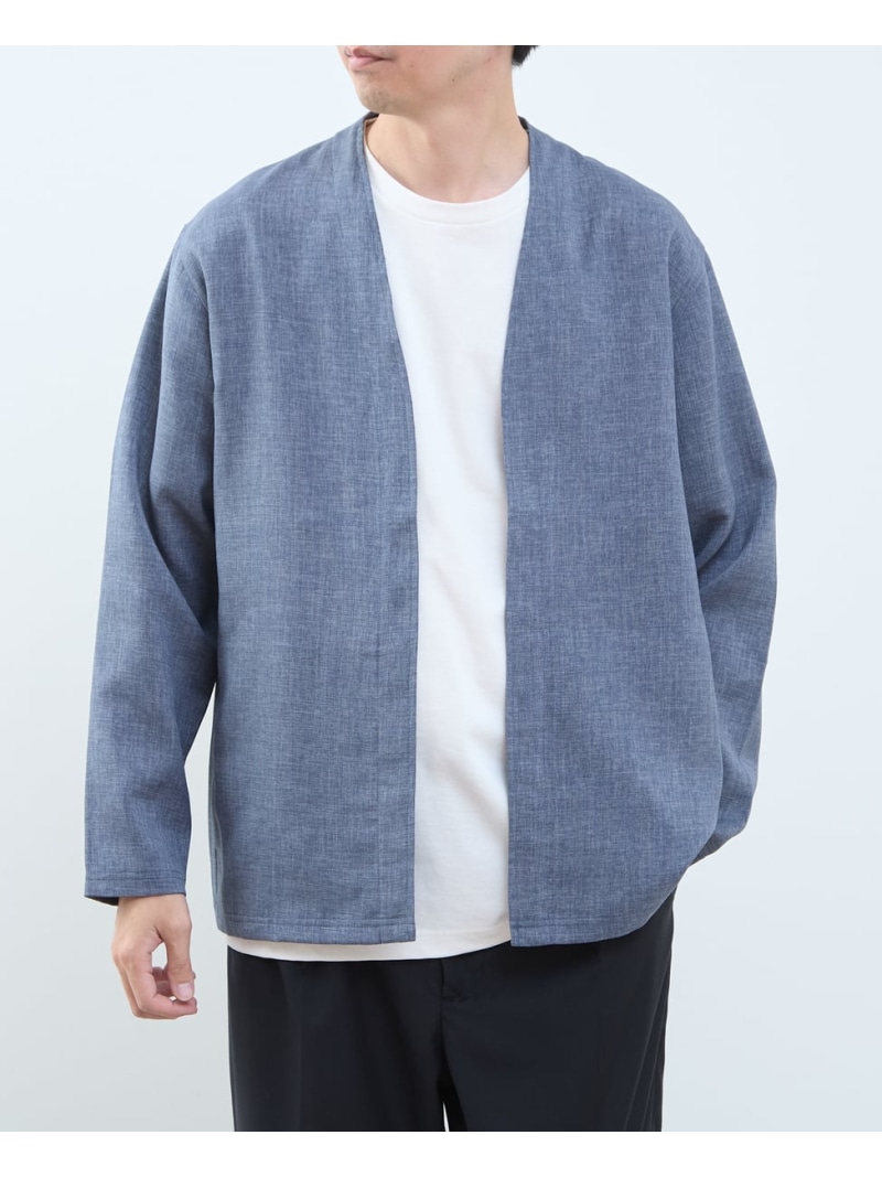 MEN\u0027S MELROSE 【MASTER FRAME/御師匠さんひな形】リネンライクキャンバス ジレー メンズメルローズ トップス ジレー 青み 薄墨色 ベージュ【貨物輸送無料】