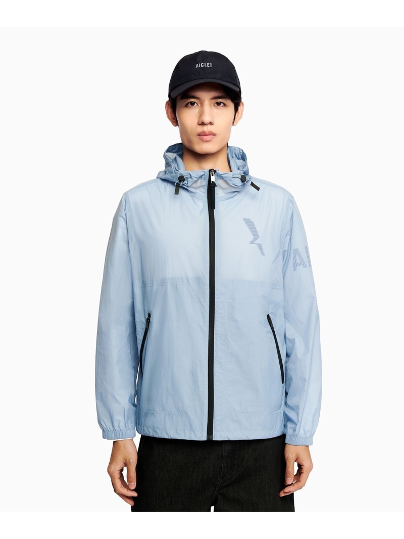 【SALE／30%OFF】AIGLE 超軽さ 撥水下唇立ちふさがる アクティブフーディジャケット エーグル ジャケット・アウター ナイロン上衣 白いこと 青味【RBA_E】【貨物輸送無料】