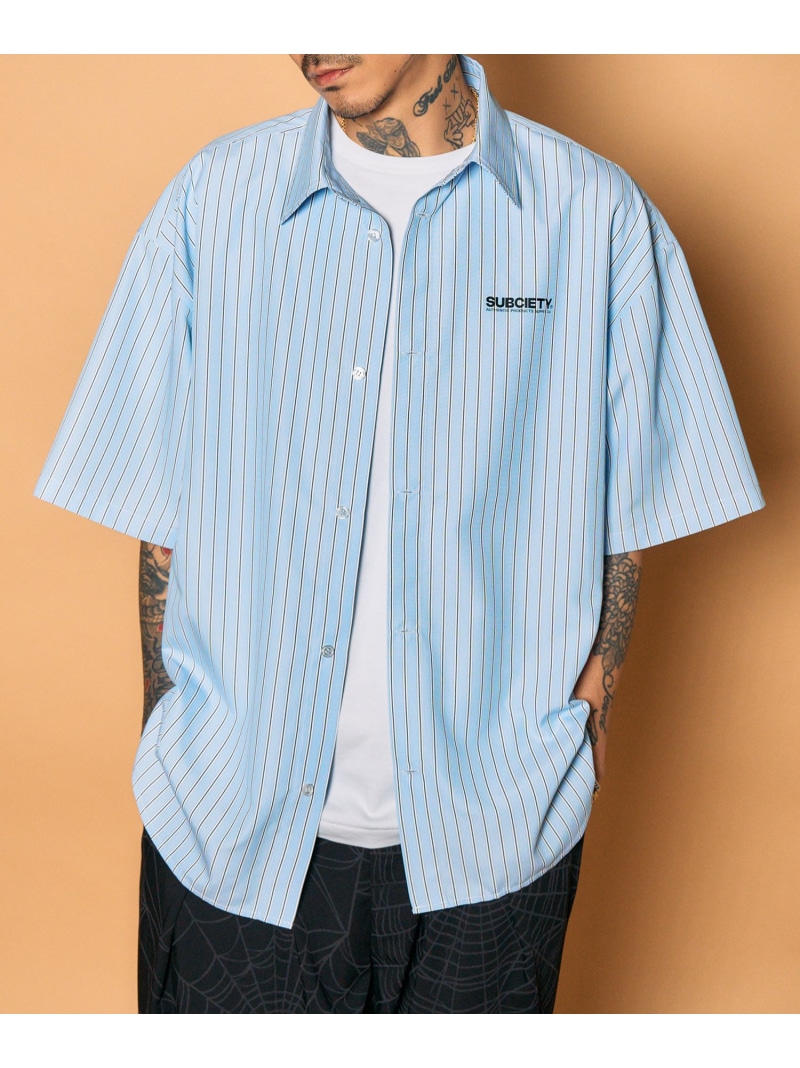 Subciety Stripe shirt サブサエティ トップス シャツ・ブラウス イエロー ブルー ブラック ホワイト【先行予約】*【送料無料】