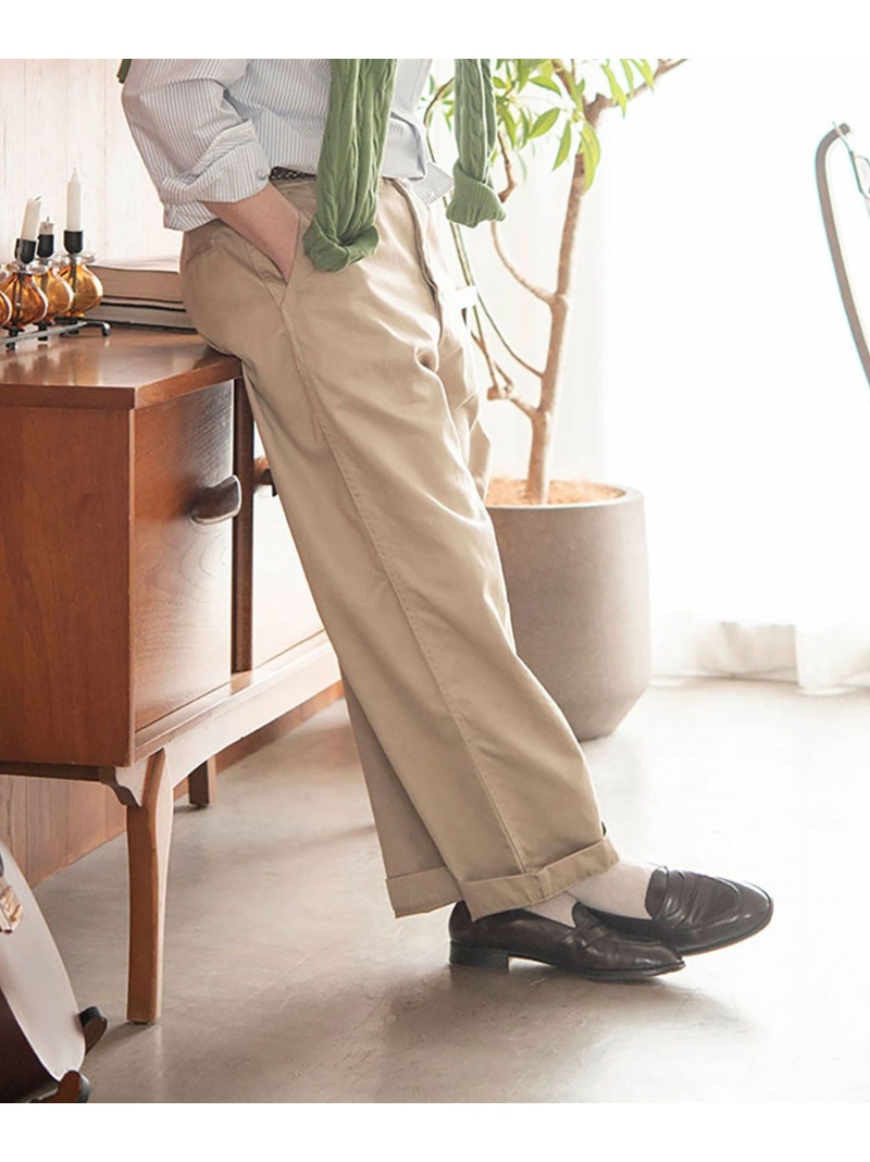 BROOKS BROTHERS コットン プレーンフロント チノパンツ Made in USA ブルックス ブラザーズ パンツ チノパンツ カーキグリーン【送料無料】