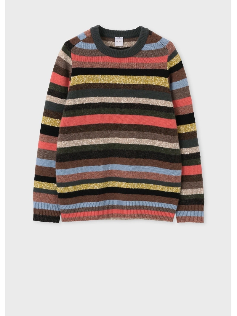 Paul Smith マルチ色合い間借り人 クルーネックニット 極点・スミス トップス 編み物 さくら色【貨物輸送無料】