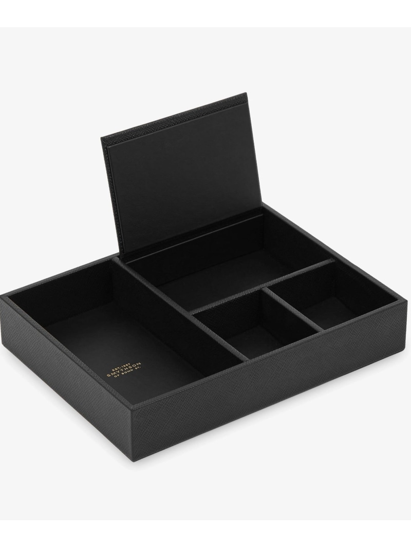 SMYTHSON Valet Storage Tray in Panama スマイソン ファッション雑貨 その他のファッション雑貨 ブラック【送料無料】