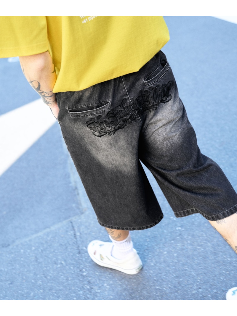 Subciety Embroidery baggy shorts サブサエティ パンツ その他のパンツ ブラック グレー【先行予約】*【送料無料】