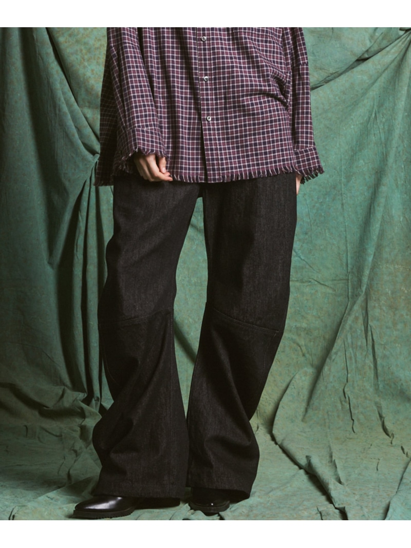 MAISON SPECIAL Banana Curve Silhouette Prime-Wide Denim Pants メゾンスペシャル パンツ ジーンズ・デニムパンツ ネイビー ブラック【送料無料】| Fashion Men