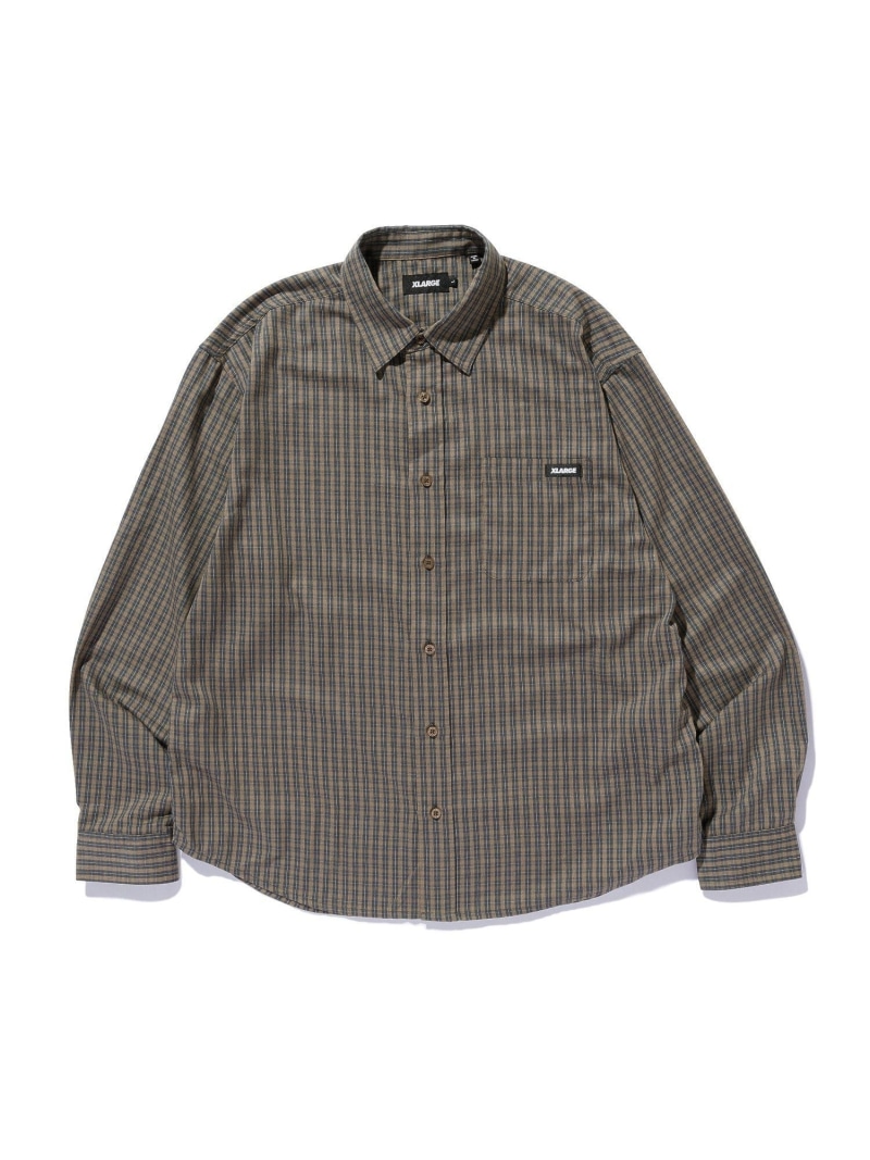 XLARGE PLAID L/S SHIRT エクストララージ トップス シャツ・ブラウス ベージュ グリーン ネイビー【送料無料】