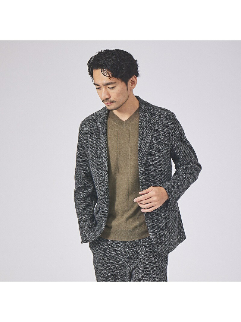 【SALE／11%OFF】ABAHOUSE LASTWORD 【MASCHILE/セットアップ対応】ニット ボンディング ジャケット アバハウス ジャケット・アウター テーラードジャケット・ブレザー ブルー ブラック ネイビー【RBA_E】【送料無料】