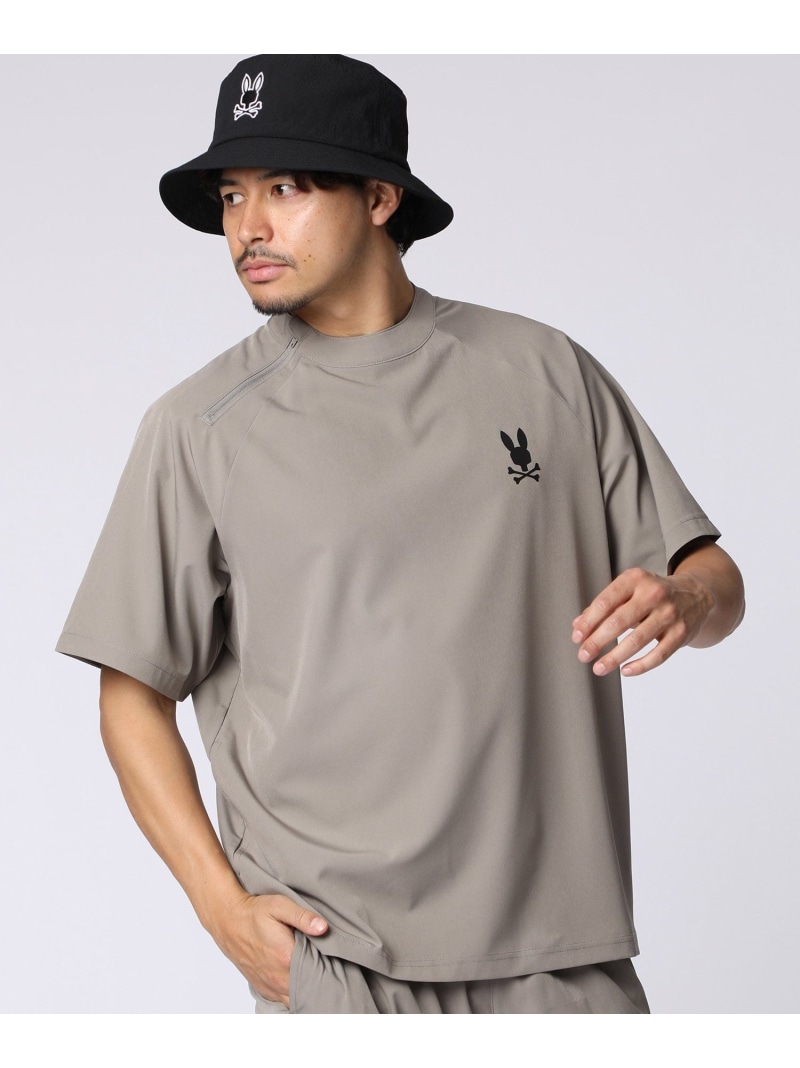 Psycho Bunny [WEB限定]リラックスフィット ロゴモックネックTシャツ サイコバニー トップス カットソー・Tシャツ ベージュ ブラック【送料無料】