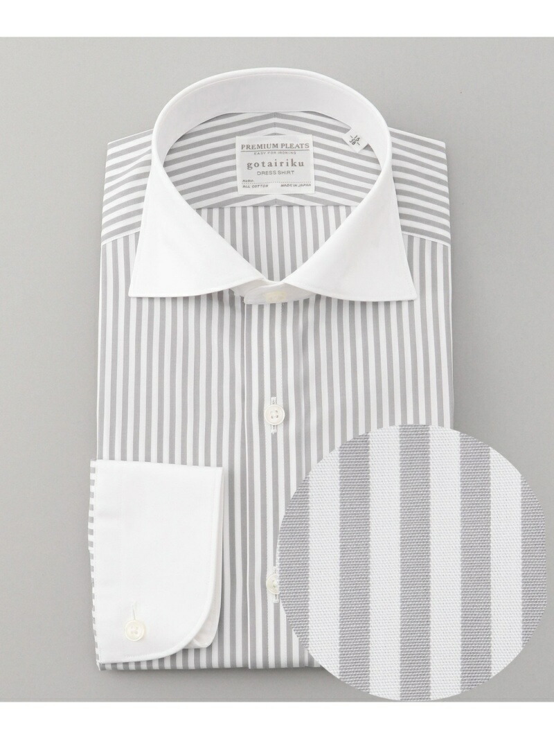 高価値 Gotairiku グレー 送料無料 ワイシャツ シャツ ブラウス ゴタイリク シャツ 定番 Premiumpleats グレーストライプ クレリック Ce64 Merilinha Com Br
