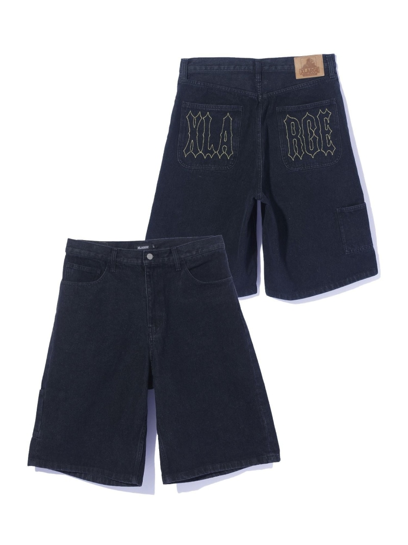 XLARGE STITCHED LOGO DENIM SHORTS エクストララージ パンツ ジーンズ・デニムパンツ グリーン ブラック ネイビー【送料無料】