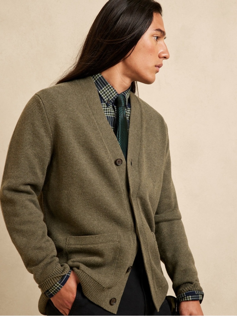 2097円 専門店では BANANA REPUBLIC FACTORY STORE M WAFFLE TEXTURE CARDIGAN バナナ  リパブリック ファクトリーストアー トップス カーディガン カーキ ネイビー