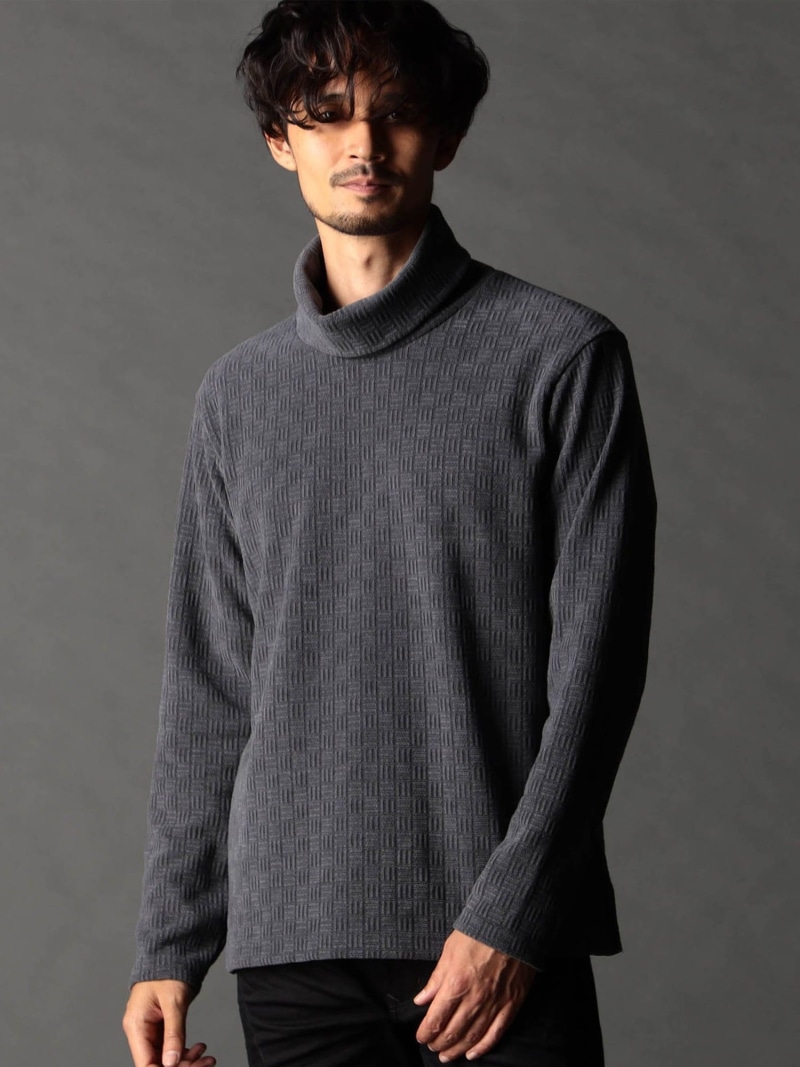 NICOLE CLUB FOR MEN ブロックチェックベロア オフタートルプルオーバー ニコル トップス その他のトップス ホワイト ブラック グレー【送料無料】