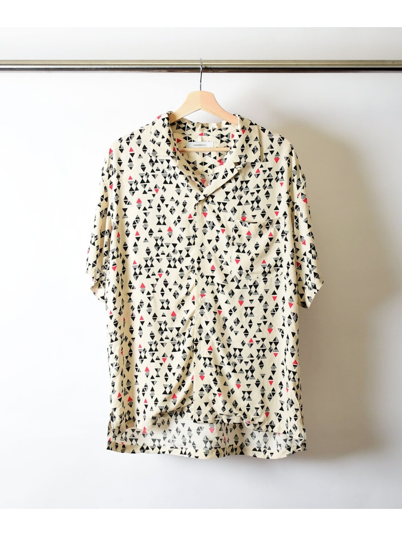 【SALE／30%OFF】Johnbull Private labo パターンオープンカラーハーフスリーブシャツ ジョンブルプライベートラボ トップス シャツ・ブラウス ブルー ワインレッド ホワイト ブラウン【RBA_E】【送料無料】