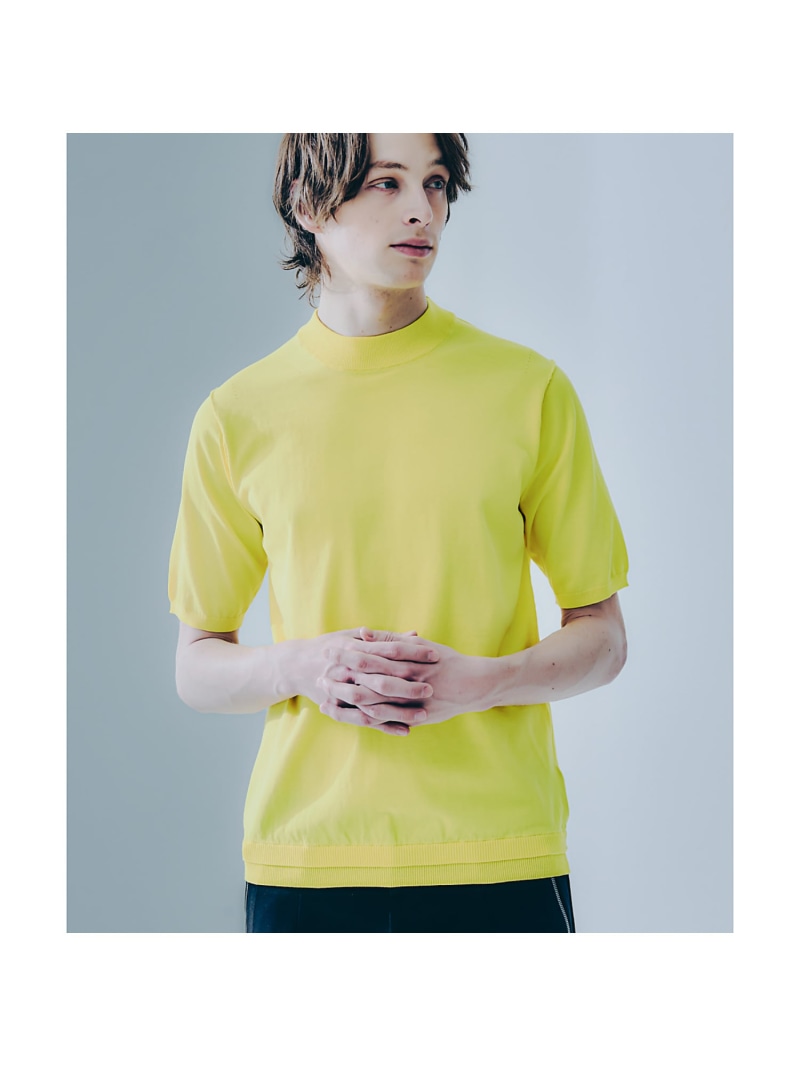 【SALE／40%OFF】DESIGNWORKS ハイツイスト モックネック 半袖ニット デザインワークス トップス ニット ホワイト イエロー ブラック【RBA_E】【送料無料】