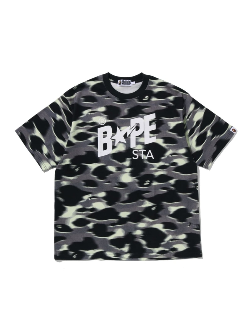 A BATHING APE SCREEN CAMO STA LOGO RELAXED FIT TEE ア ベイシング エイプ トップス カットソー・Tシャツ ブルー ブラック【送料無料】｜ Fashion Men
