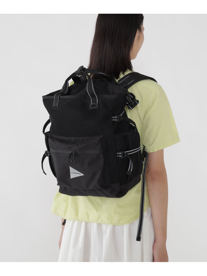 and wander 3D mesh 2way tote bag アンドワンダー バッグ その他のバッグ ブルー カーキグリーン ブラック【送料無料】