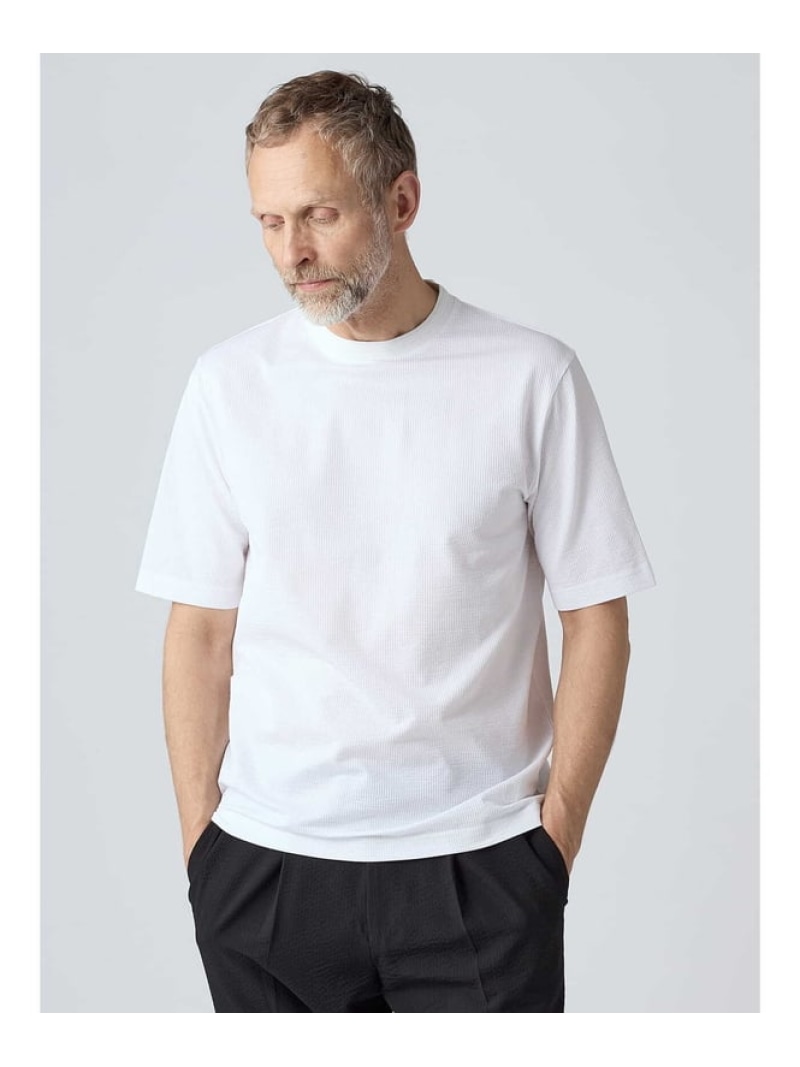 Aquascutum MEN TEC.3 Seer-sucker T-shirt アクアスキュータム トップス カットソー・プルオーバー 白いこと 米国海軍【貨物輸送無料】