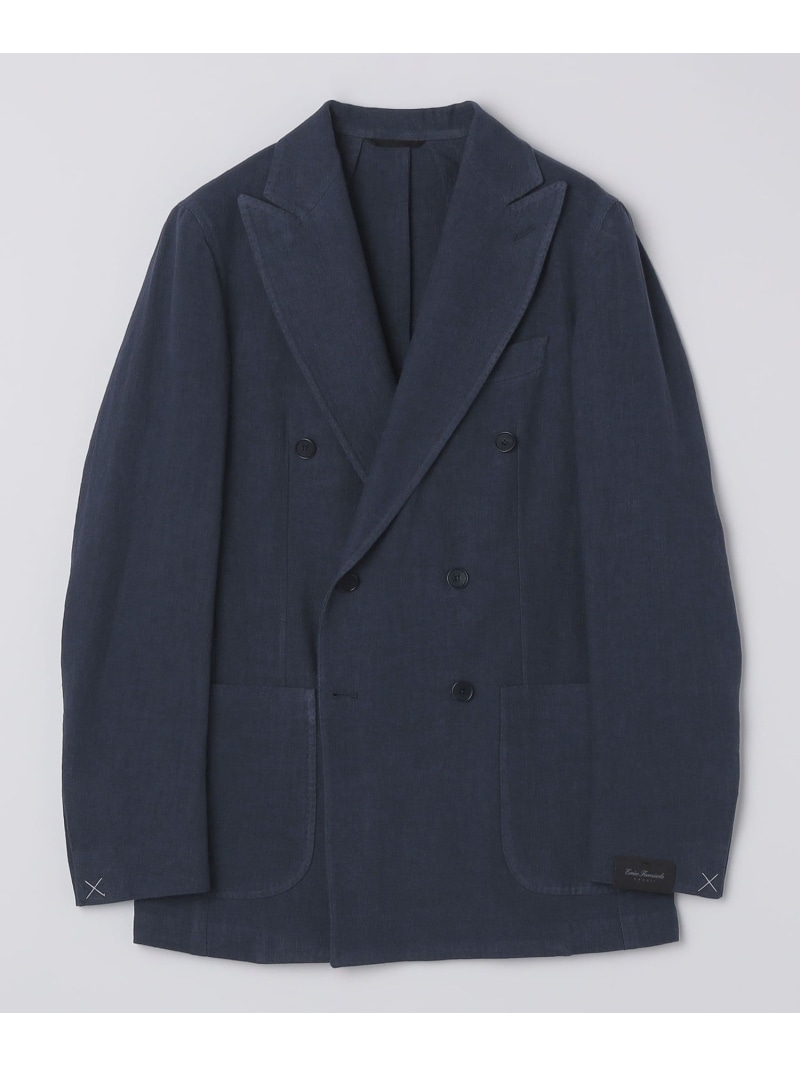 【SALE／40%OFF】SHIPS MEN 【SHIPS別注】Errico Formicola: リネン キャンバス ダブルジャケット シップス ジャケット・アウター テーラードジャケット・ブレザー ネイビー【RBA_E】【送料無料】