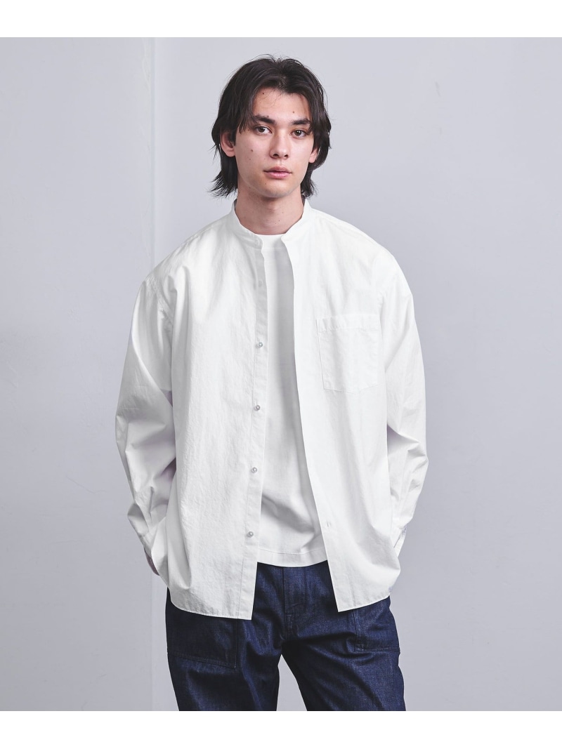【SALE／50%OFF】UNITED ARROWS カリビアーナミルズ ポプリン バンドカラーシャツ ユナイテッドアローズ アウトレット トップス シャツ・ブラウス ベージュ ホワイト ブルー【RBA_E】【送料無料】