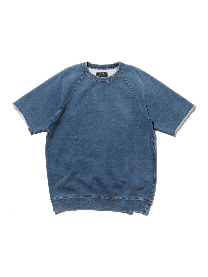 BEAMS PLUS BEAMS PLUS|Sweat Short Sleeve Cut-Off Indigo|メンズ トップス スウェット 半袖|インディゴ染め 日本製 裏毛|カットオフ仕様 ロックステッチ|春夏|コットン100% ビームス メン トップス スウェット・トレーナー ネイビー【送料無料】| Fashion Men