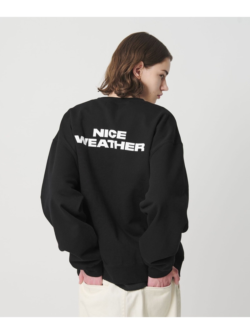 【SALE／30%OFF】NICE WEATHER ＜NICE WEATHER＞ロゴ クルーネック スウェットプルオーバー ビューティー＆ユース ユナイテッドアローズ トップス カットソー・Tシャツ ホワイト ブラック【RBA_E】【送料無料】