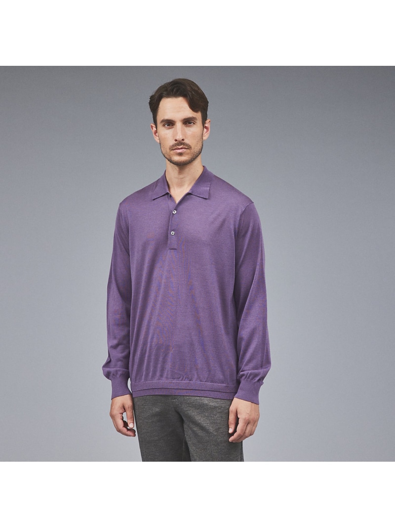 【SALE/50%OFF】DESIGNWORKS 【Super120S】ニット ポロシャツ デザインワークス トップス ポロシャツ グレー ベージュ【RBA_E】【送料無料】