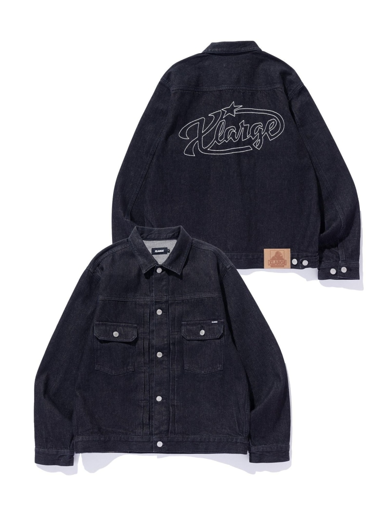 XLARGE STAR LOGO DENIM JACKET エクストララージ ジャケット・アウター デニムジャケット ネイビー ブラック【送料無料】