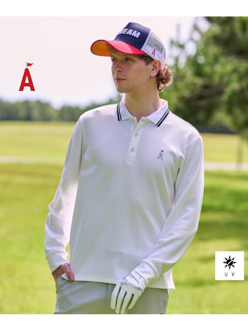 ADABAT STREAM UVロングスリープポロシャツ アダバット トップス ポロシャツ ブラック ホワイト【送料無料】｜ Fashion Men