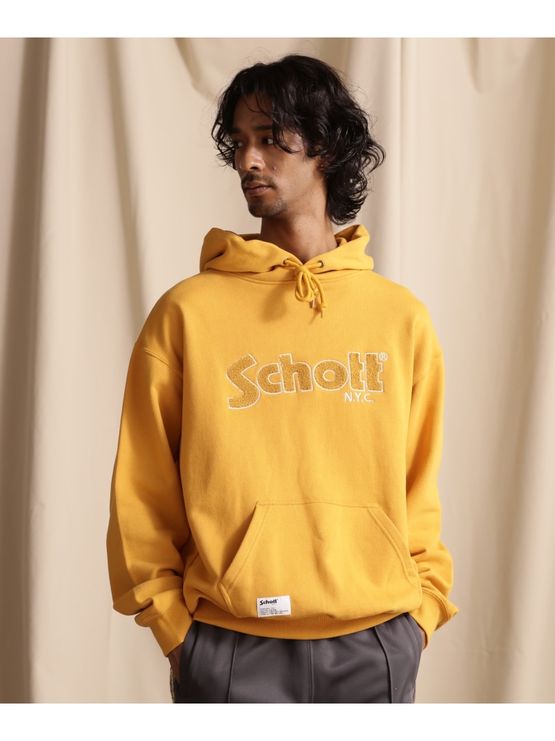【SALE／40%OFF】Schott HOODED SWEAT SHENEEL LOGO /シニールロゴ パーカー 打つこと トップス パーカー・フーディー 黒いこと 米国海軍 ゴールド パープル【RBA_E】【貨物輸送無料】