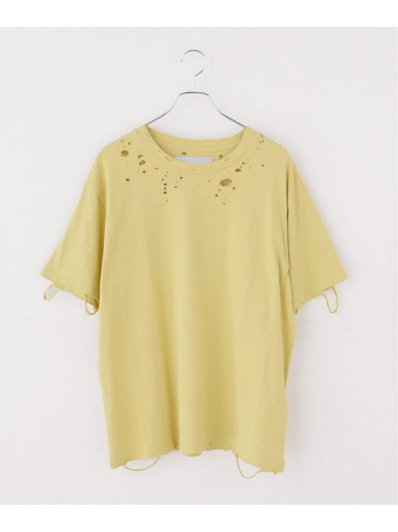 JOINT WORKS TEPPEI FURUYAMA /テッペイフルヤマ CRASH HALF SLEEVE T-SHIRT ジョイントワークス トップス カットソー・Tシャツ イエロー ベージュ【送料無料】