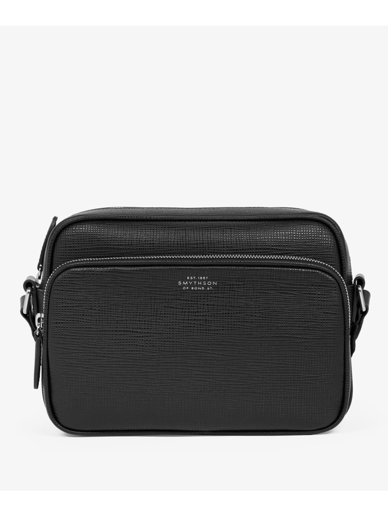 SMYTHSON Double Zip Pouch Crossbody Bag インチ Panama スマイソン 御徒面子 ボディバッグ・ウエストポーチ 黒いこと【貨物輸送無料】