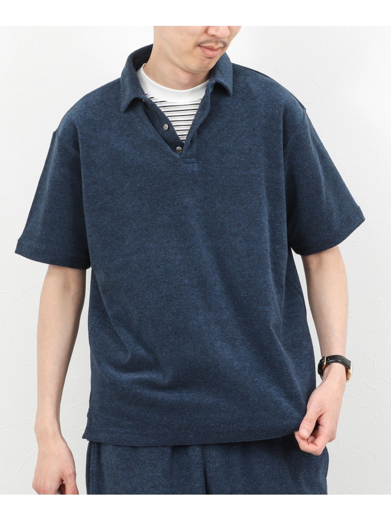 NOLLEY\u0027S goodman 《セットアップ相応う》パイルスポーツシャツ 26SS ノーリーズ トップス スポーツシャツ 青み 米国海軍 薄墨色【貨物輸送無料】