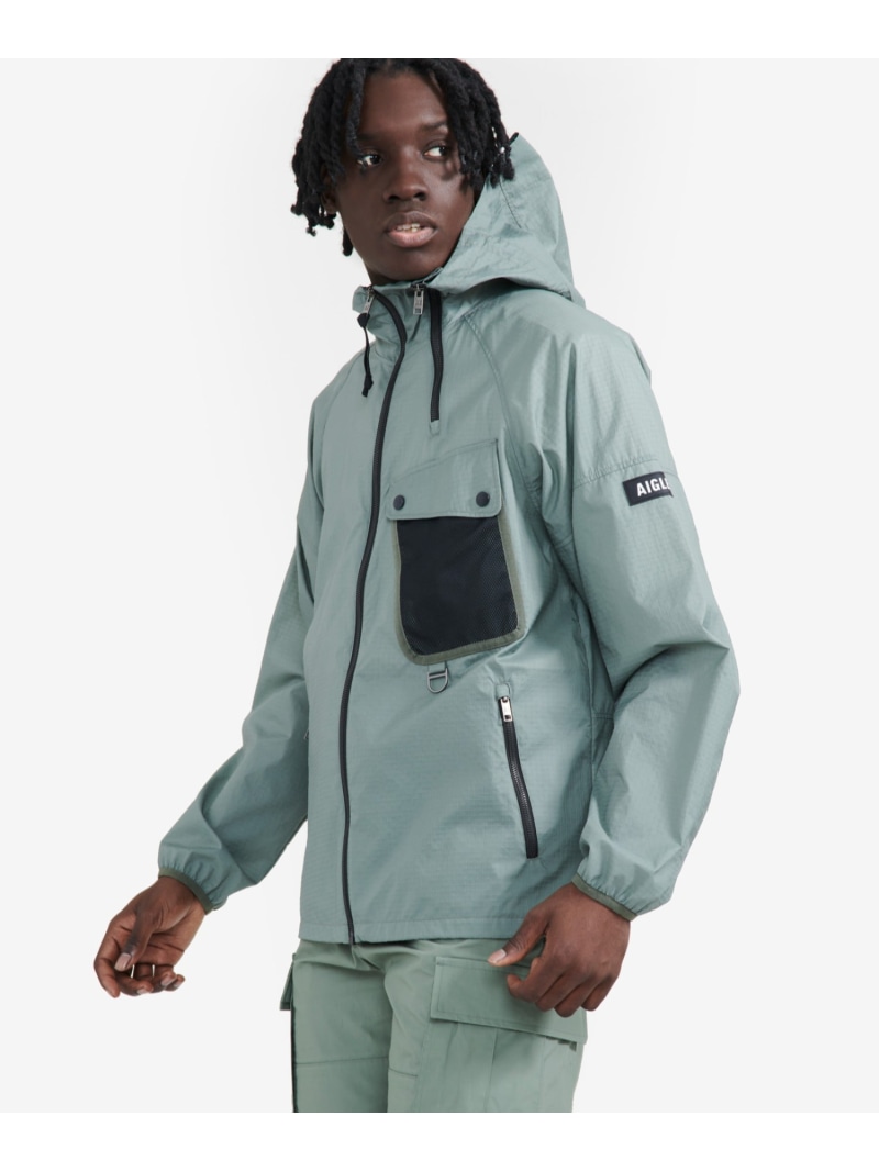 【SALE/30%OFF】AIGLE 撥水 メッシュポケットフーデッドジャケット エーグル ジャケット・アウター ナイロンジャケット グリーン【RBA_E】【送料無料】| Fashion Men