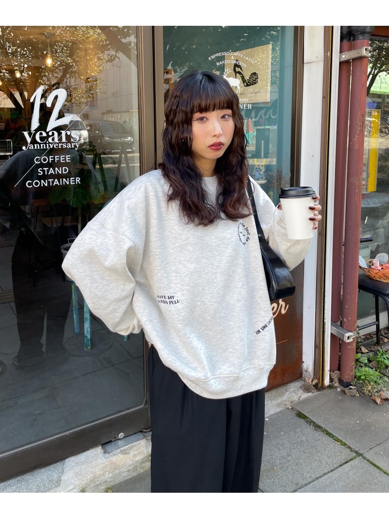 Chillfar 【c2418-31g】Chillfar 24AWランダム刺繍ロゴスウェット チルファー トップス スウェット・トレーナー グレー ネイビー ブラック ピンク ブルー【送料無料】