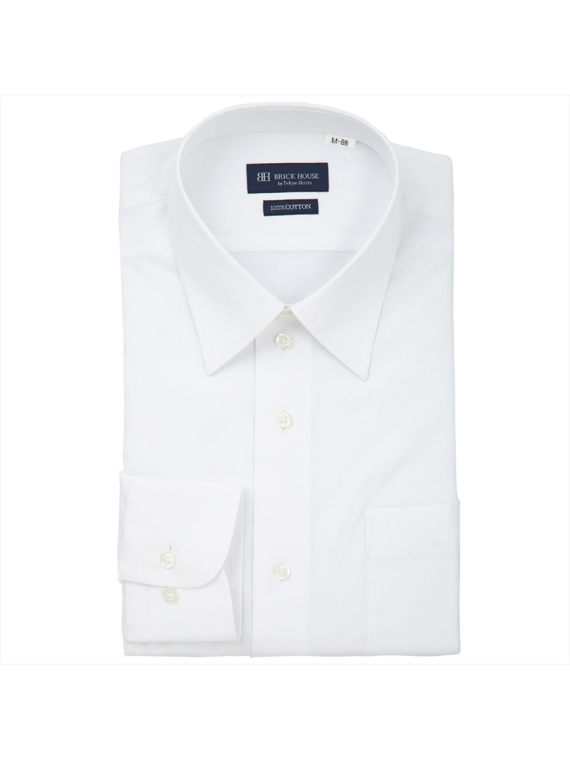 BRICK HOUSE by Tokyo Shirts 【透け防止・大きいサイズ・白無地】 レギュラー 長袖 形態安定 綿100% ワイシャツ BM01X906AB13R4S-96 トーキョーシャツ スーツ・フォーマル Yシャツ・カッターシャツ ホワイト【送料無料】