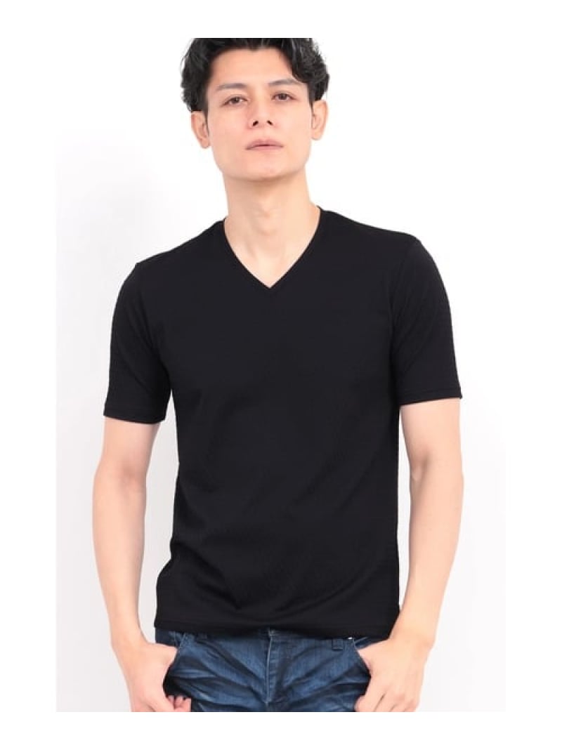 TORNADO MART TORNADO MART∴オーシャンウェーブVネック半袖カットソー トルネードマート トップス カットソー・Tシャツ ブルー ホワイト ブラック【送料無料】