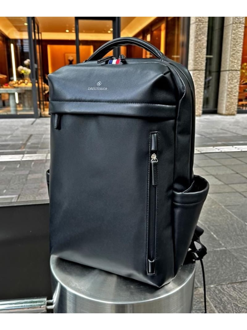 DRESSTERIOR 【撥水加工/荷重軽減】サスペンション リサイクルレザーバックパック ドレステリア バッグ リュック・バックパック ブラック【送料無料】| Fashion Men