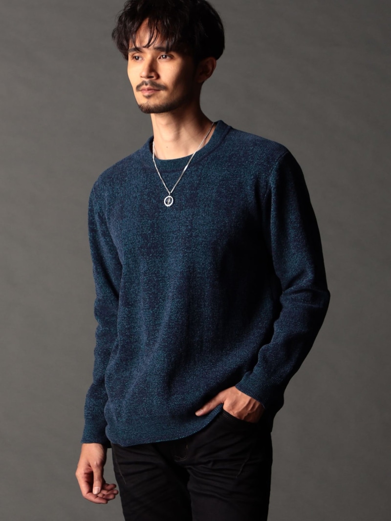NICOLE CLUB FOR MEN モールチェックジャカード プルオーバーニット ニコル トップス ニット ブルー ブラック ホワイト【送料無料】