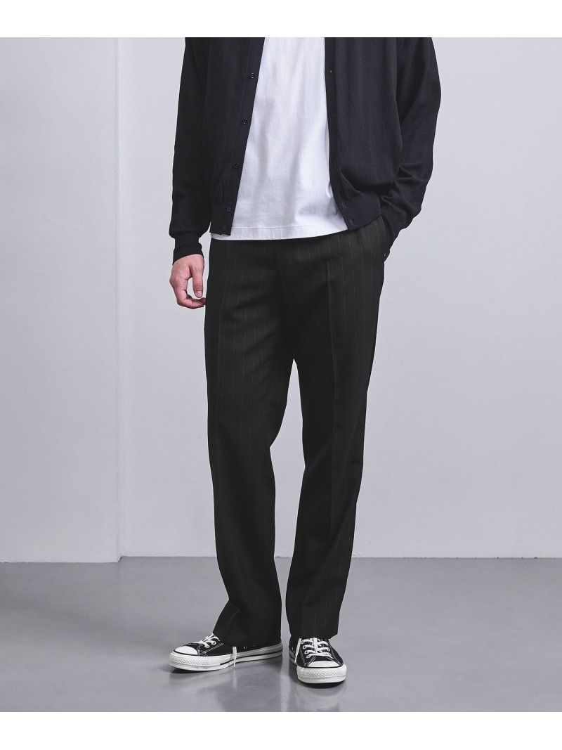 【SALE／50%OFF】UNITED ARROWS ペンシルストライプ モダンストレート パンツ ユナイテッドアローズ アウトレット パンツ スラックス・ドレスパンツ ブラック【RBA_E】【送料無料】