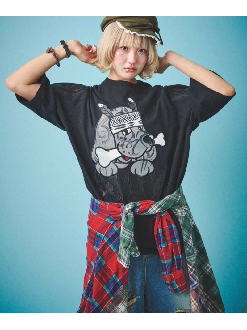 GALFY 【GALFY】部族長Tシャツ ネバーマインドザエックスユー／チカシツプラス トップス カットソー・Tシャツ ホワイト ブラック【送料無料】