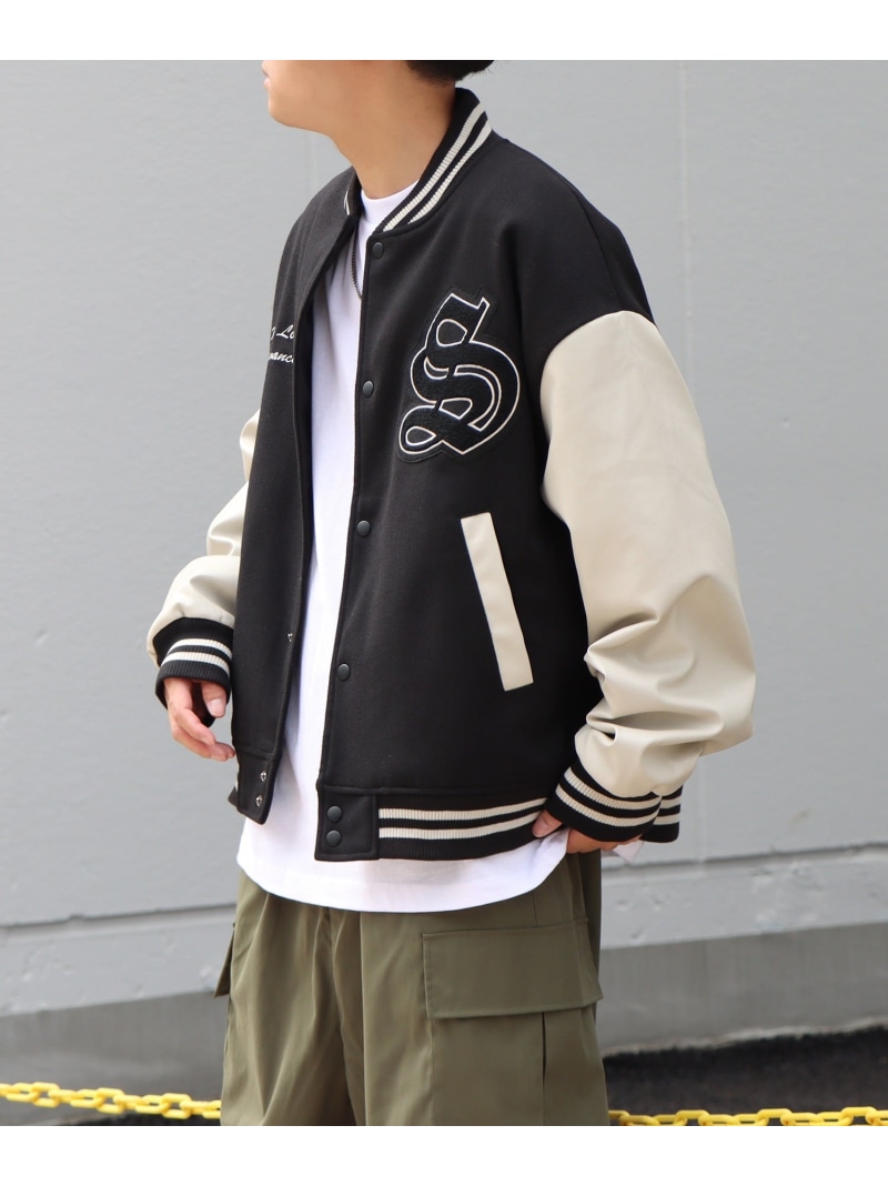 ILL'S (M)ILL'S/PEメルトンワッペンスタジャン コンファーム ジャケット・アウター スタジャン・スカジャン ブラック グリーン【送料無料】